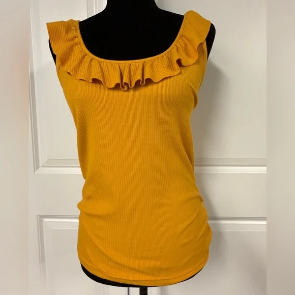 J.Crew Ribbed Ruffle Tank Top - Picture 1 of 5